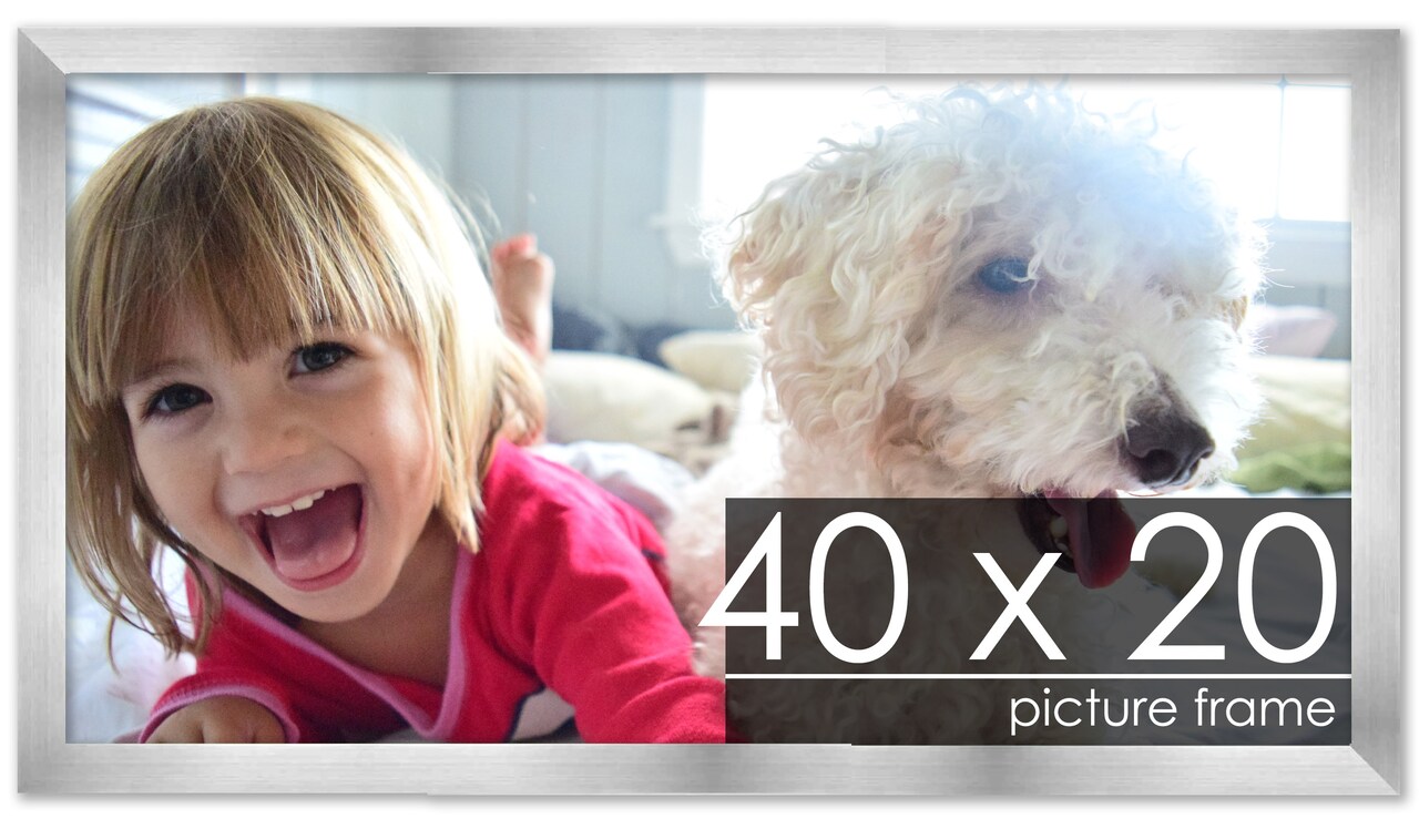 40x20 Solid Wood Picture Frame with UV-Resistant Acrylic & Acid-Free Backing, Available in 6 Finishes: Matte Black, Matte White, Metallic Bronze, Silver, Natural Wood Grain & Mahogany